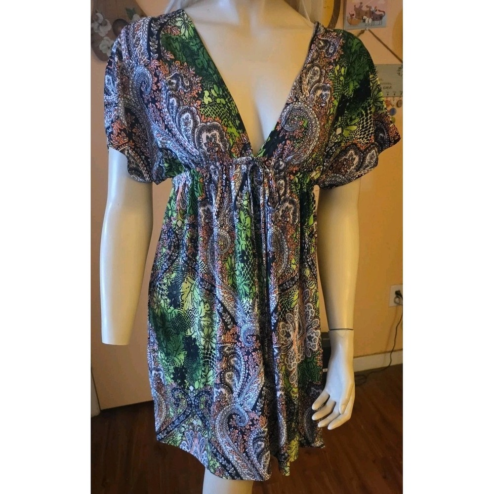 Cristinalove Mini Dress Jrs XL Babydoll Y2K Love Back‎ Deep V Tie Waist